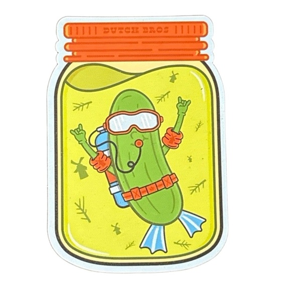 Dutch Bros Coffee Sticker Pickle Scuba Diver Collectible scratch n sniff pickle - Picture 1 of 4